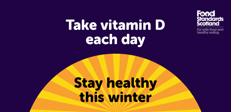 Image of a sunrise with text take vitamin D each day and stay healthy this winter