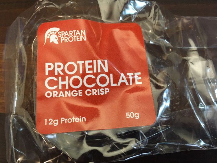 Spartan protein chocolate orange crisp bar front of pack