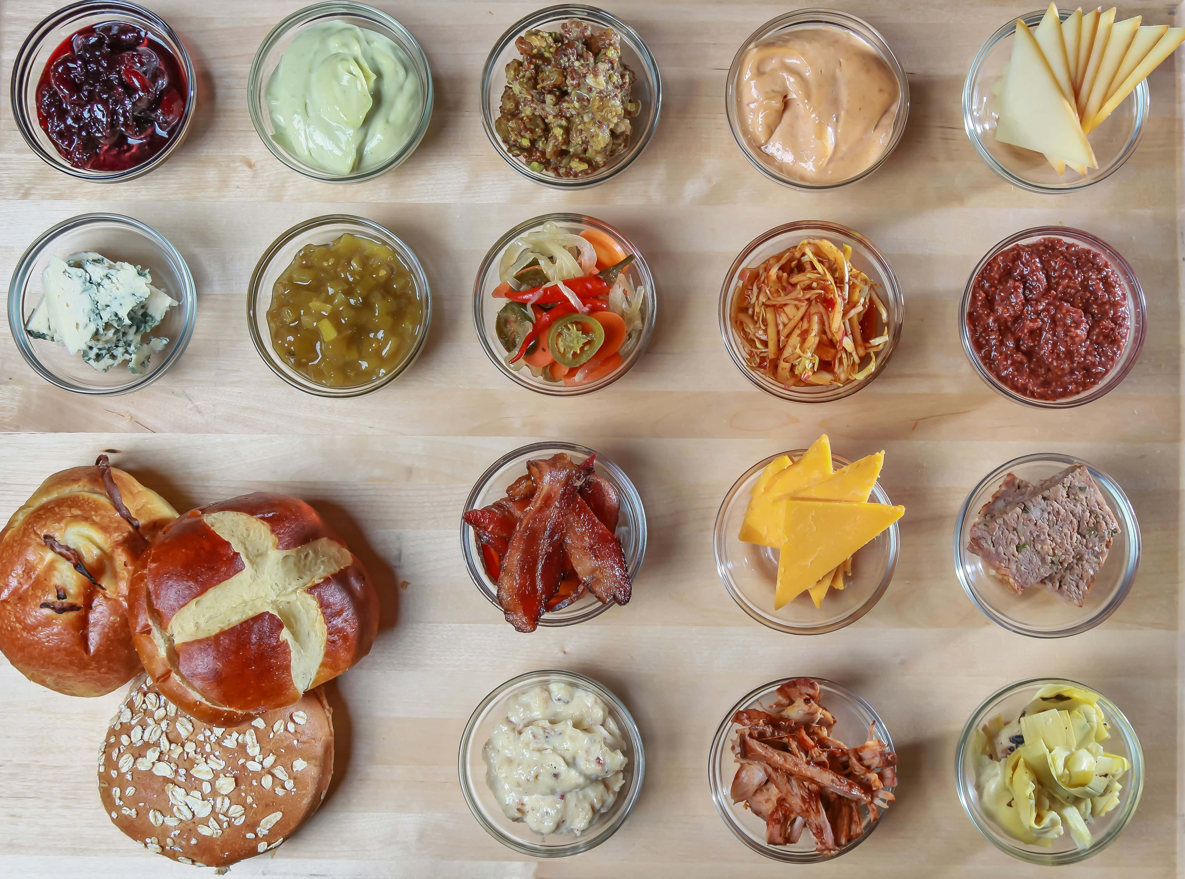 selection of dishes filled with food ingredients 