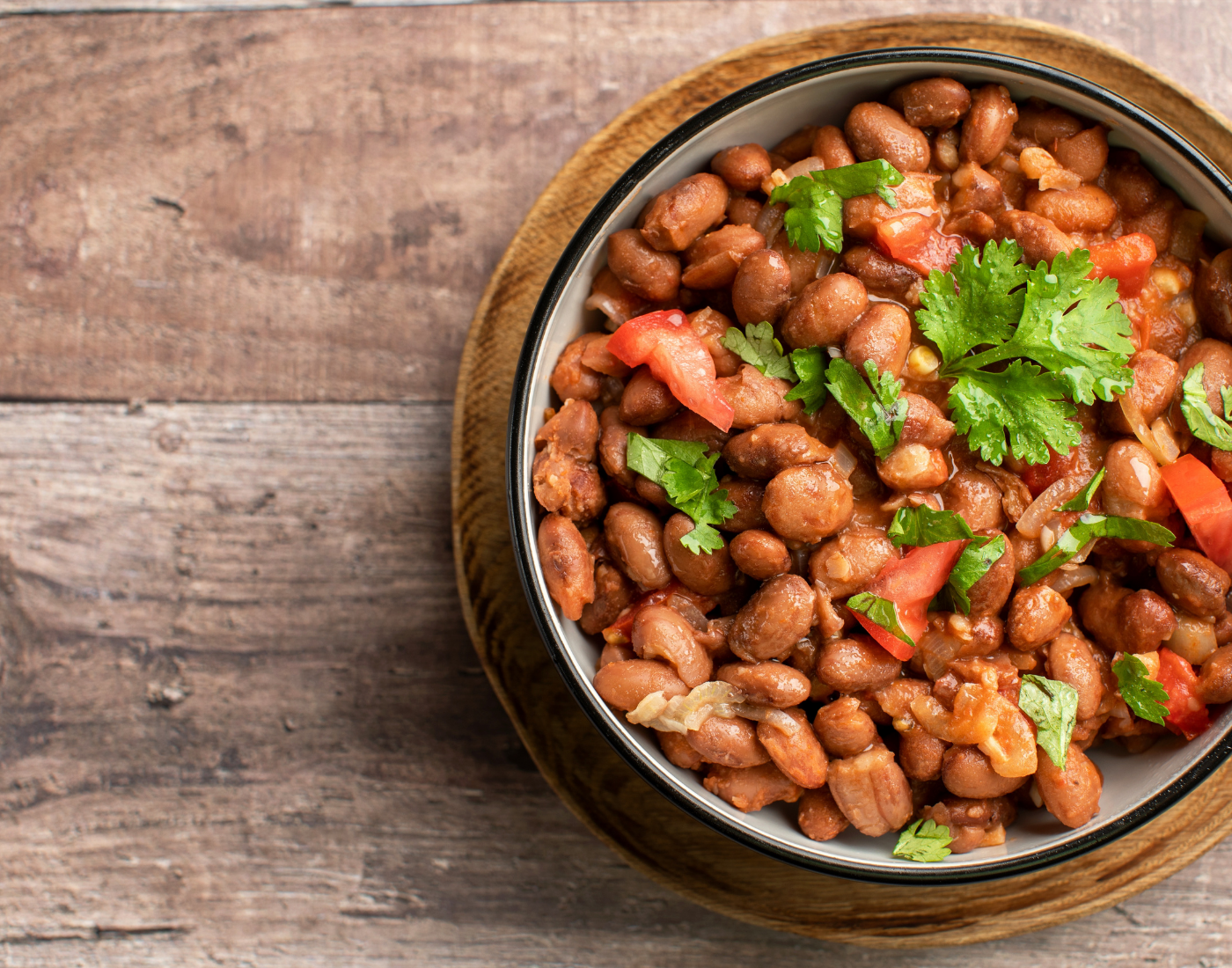 tasty looking beans with various ingredients