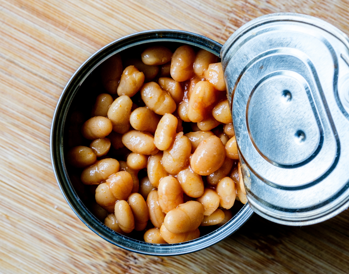 open tin of beans