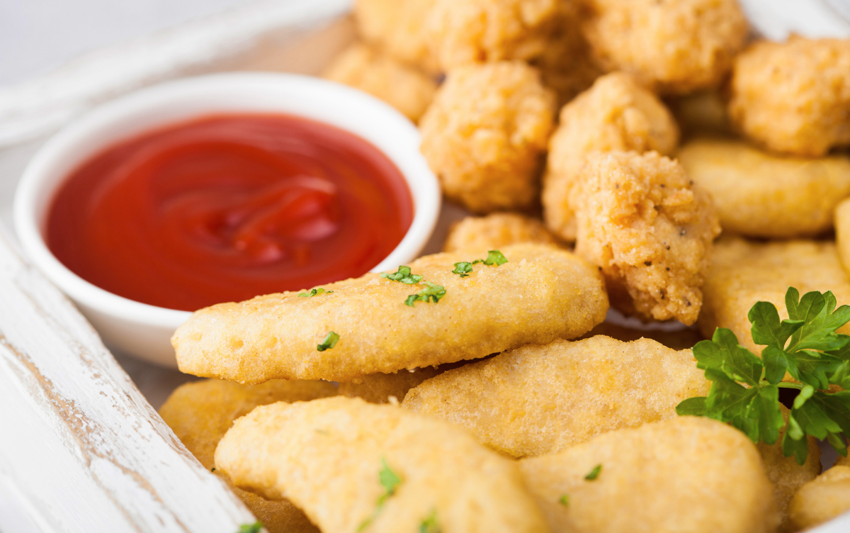 Chicken nuggets with ketchup