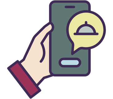 Image of a hand holding a smartphone with a food delivery app notification alert