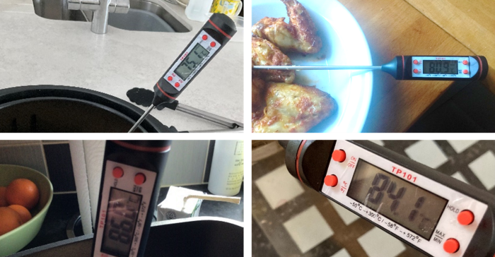 Examples of temperature probes being used by participants.